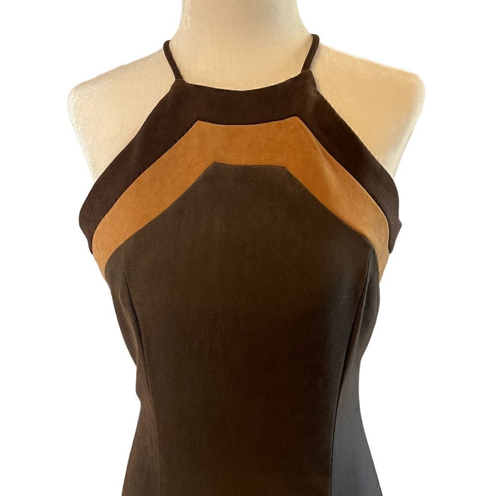 VTG Eleven USA Faux Suede Color Block Sleeveless Dress | SZ S - Picture 8 of 15